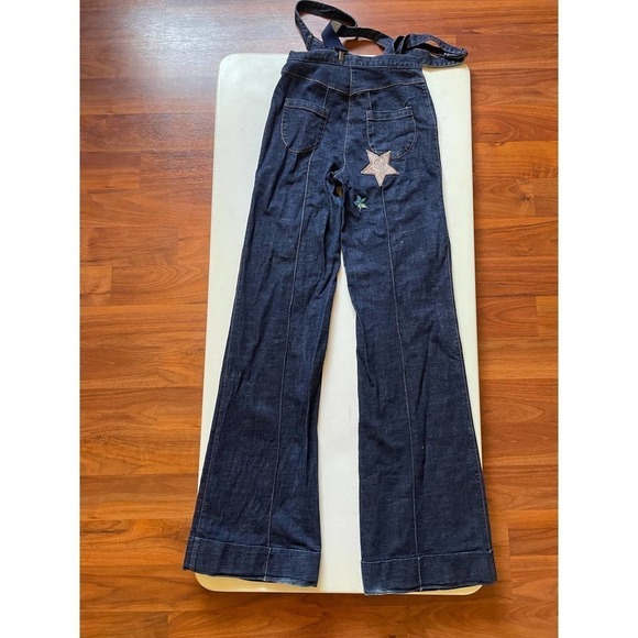 MCQ Alexander McQueen Star Patch Dark Wash Wide Leg Jeans Overalls • Size 38 🗣 - Picture 7 of 10